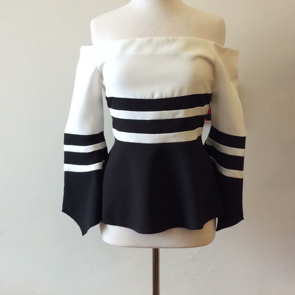 Bell sleeve off the shoulder top